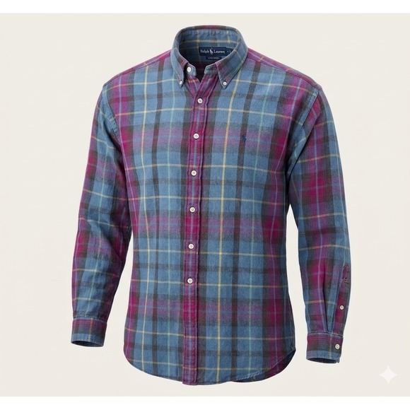 Ralph Lauren Other - Ralph Lauren Men's Blue & Purple Plaid Long Sleeve Button Up Shirt. Size L